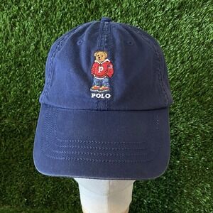 Polo Ralph Lauren Polo Bear Varsity Style Bear Hat Adjustable Blue Cap OSFM